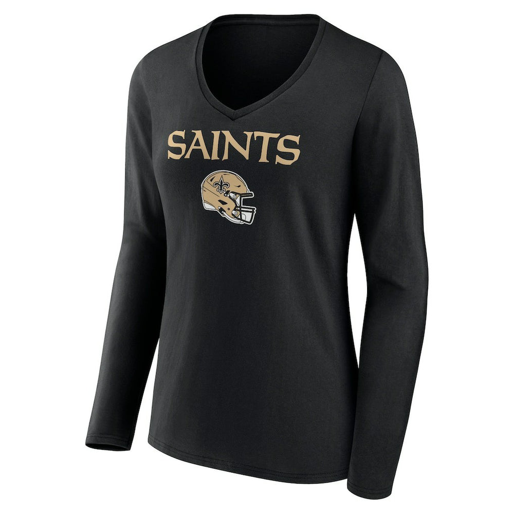 Chris Olave New Orleans Saints Women's Team Wordmark Player Name & Number Long Sleeve V-Neck T-Shirt Black - NFL