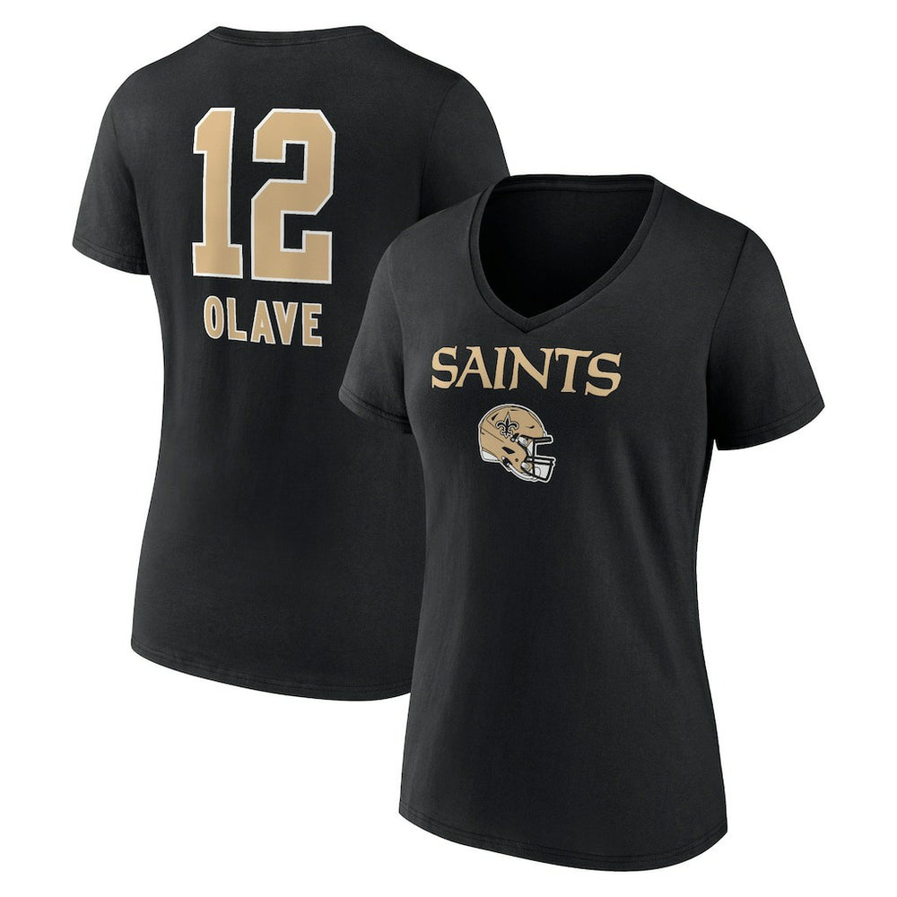 Chris Olave New Orleans Saints Women's Team Wordmark Player Name & Number V-Neck T-Shirt Black - NFL