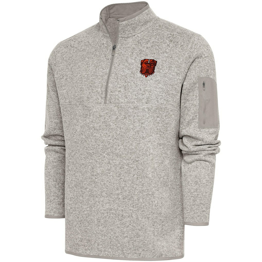 Cleveland Browns Antigua Fortune Quarter-Zip Pullover Jacket Oatmeal - NFL
