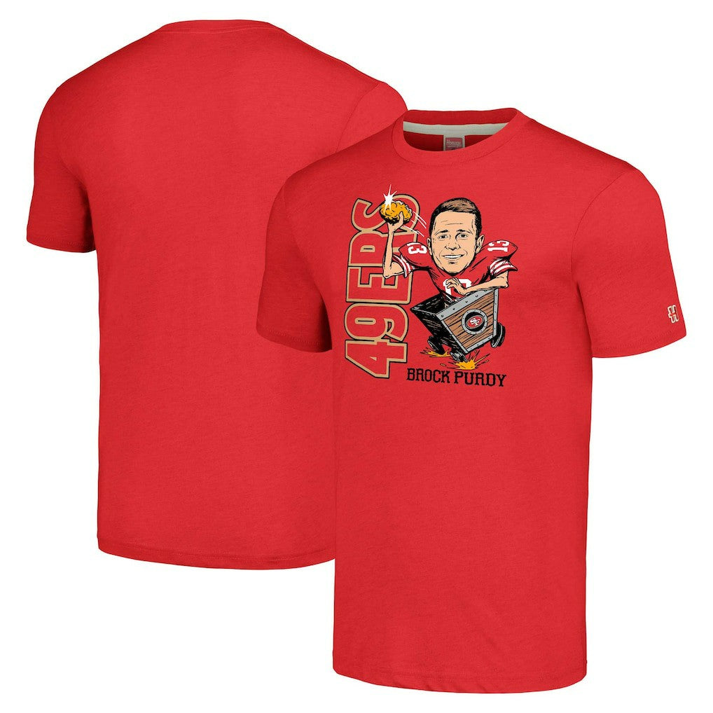 Brock Purdy San Francisco 49ers Homage Unisex Caricature Player Tri-Blend T-Shirt Scarlet - NFL