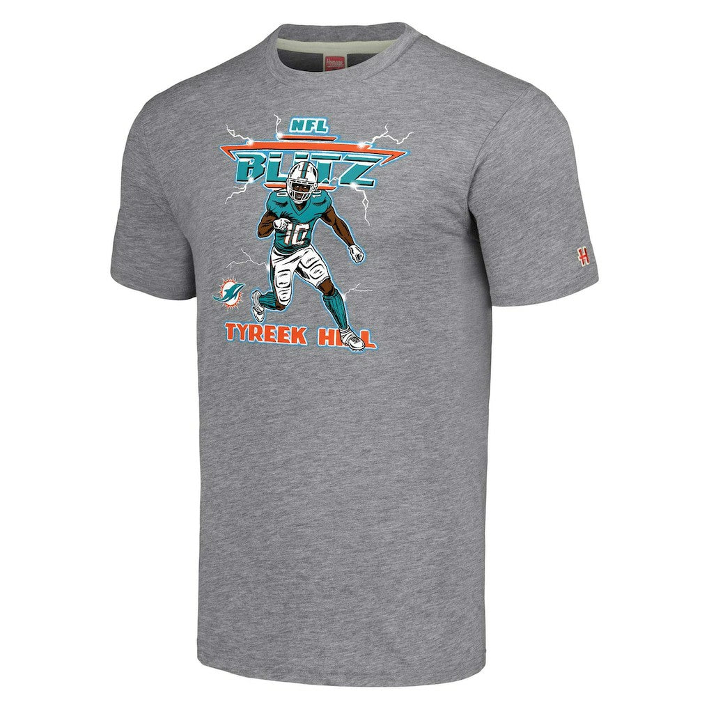 Tyreek Hill Miami Dolphins Homage Unisex NFL Blitz Player Tri-Blend T-Shirt Gray - NFL