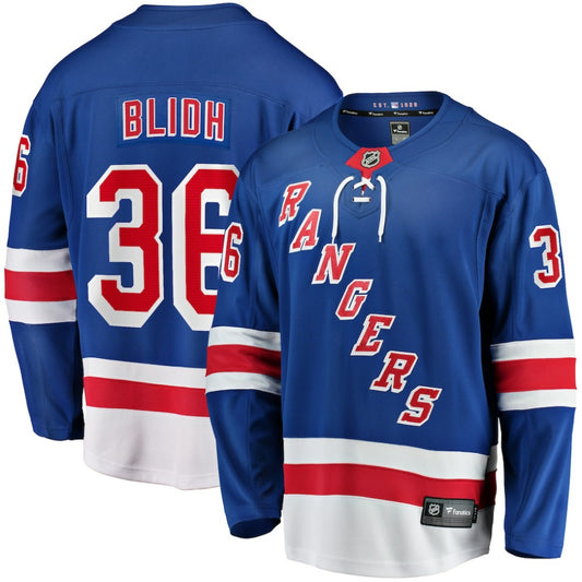 Anton Blidh New York Rangers Fanatics Home Breakaway Jersey - Blue | NHL Jerseys