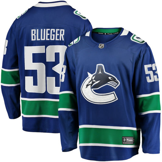 Teddy Blueger Vancouver Canucks Fanatics Home Breakaway Jersey - Blue | NHL Jerseys