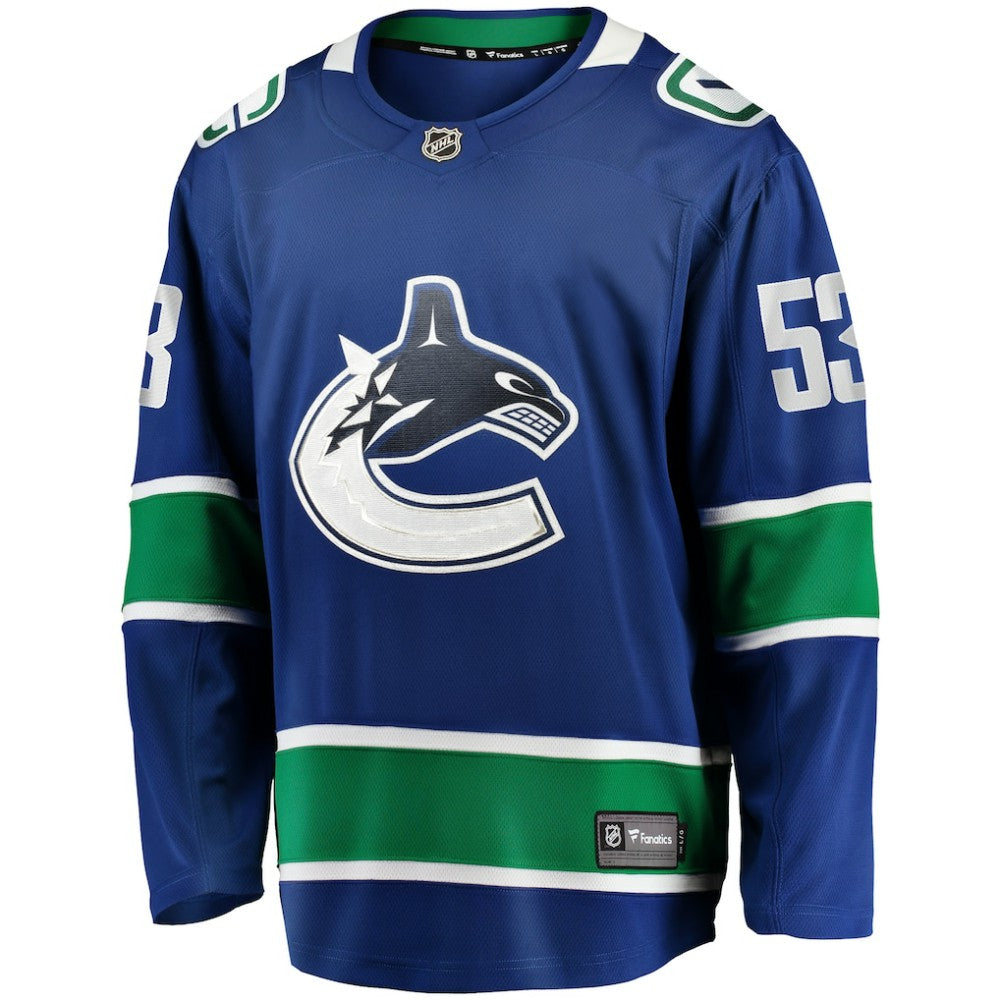 Teddy Blueger Vancouver Canucks - Fanatics Home Breakaway Jersey Blue