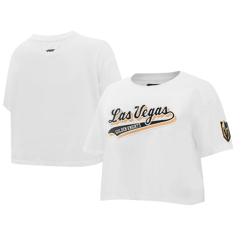 Vegas Golden Knights Pro Standard Women's Boxy Script Tail Cropped T-Shirt White