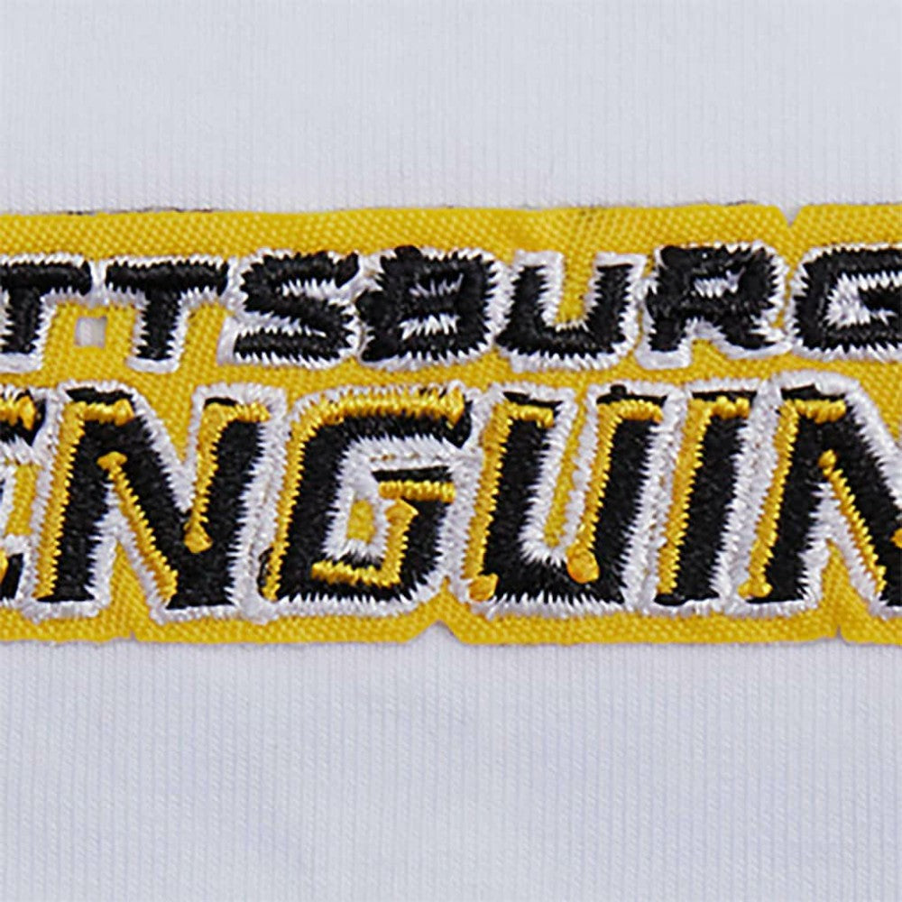 Pittsburgh Penguins Pro Standard Women's Boxy Script Tail Cropped T-Shirt White