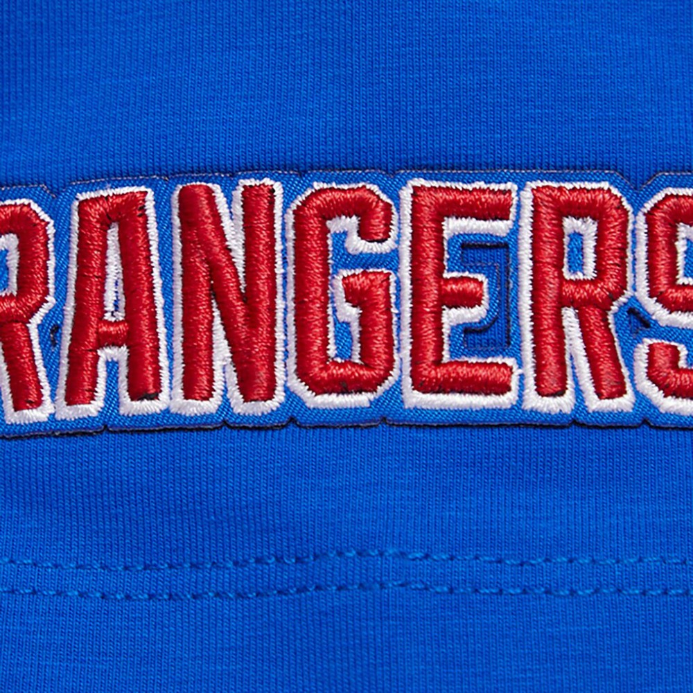 New York Rangers Pro Standard Women's Boxy Script Tail Cropped T-Shirt Blue