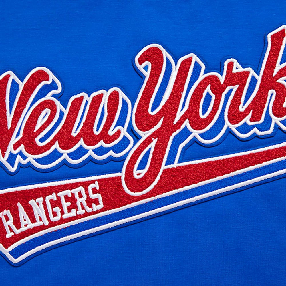 New York Rangers Pro Standard Women's Boxy Script Tail Cropped T-Shirt Blue