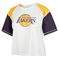 47 brand - Los Angeles Lakers '47 Women's Premier Raglan Cropped T-Shirt - Cream