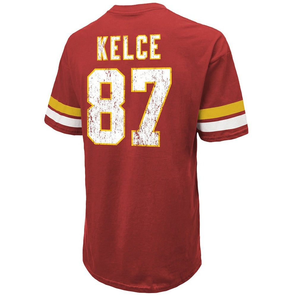 Travis Kelce Kansas City Chiefs Majestic Threads Name & Number Oversized Fit T-Shirt Red - NFL