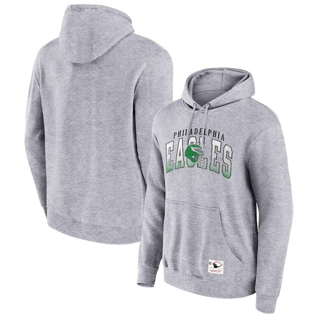 Philadelphia Eagles Pocket Passer Pullover Hoodie Heather Gray - Mitchell & Ness