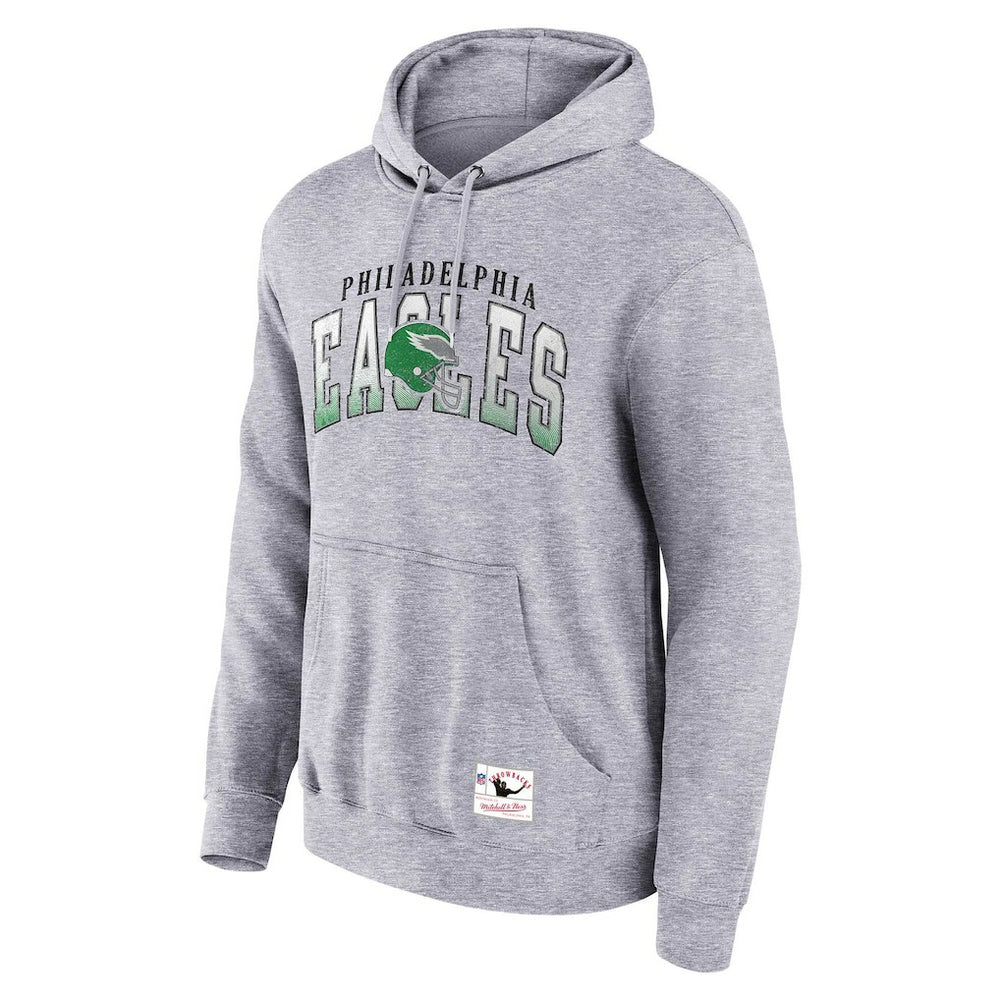 Philadelphia Eagles Pocket Passer Pullover Hoodie Heather Gray - Mitchell & Ness