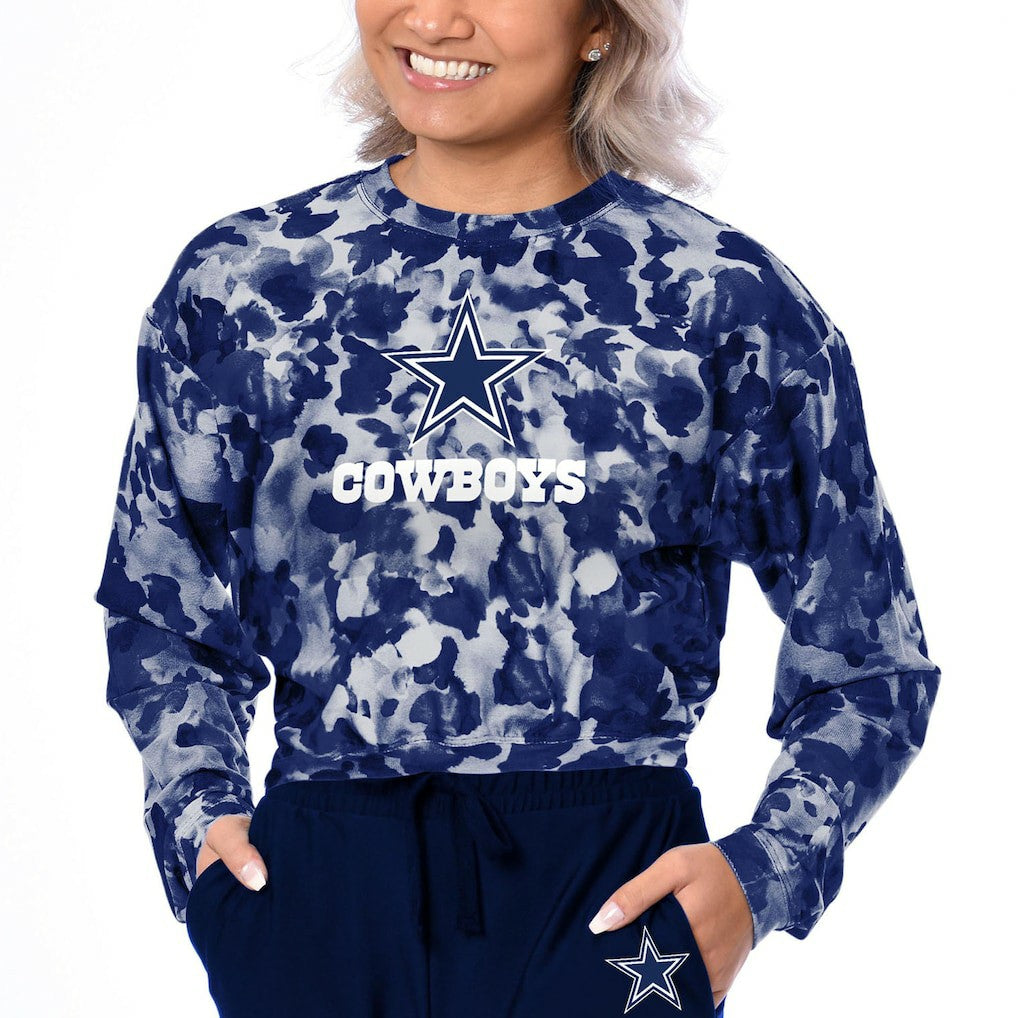 Dallas Cowboys Certo Women's Cropped Long Sleeve T-Shirt Navy - NFL
