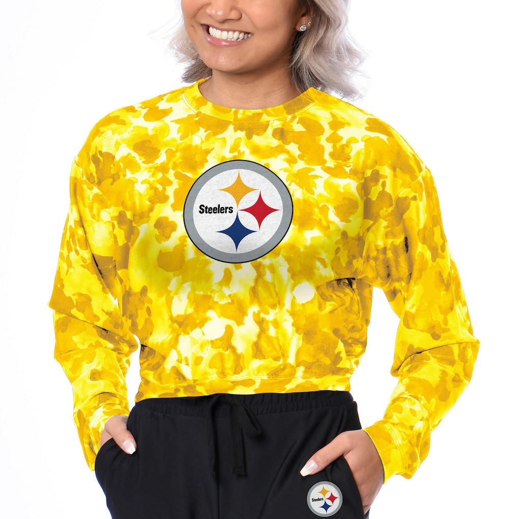 Pittsburgh Steelers Certo Women's Cropped Long Sleeve T-Shirt Gold - NFL