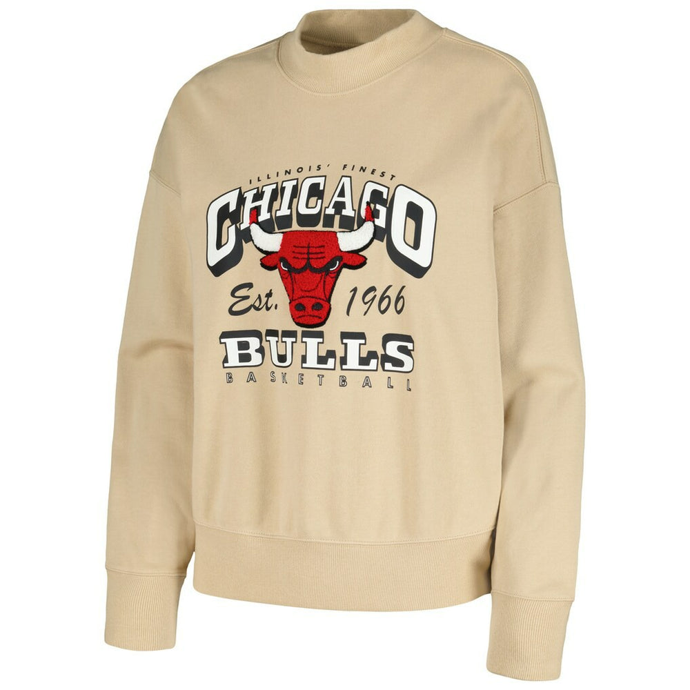 NBA - Chicago Bulls Qore Women's Oversized Cozy Mock Neck Pullover Sweatshirt - Cream