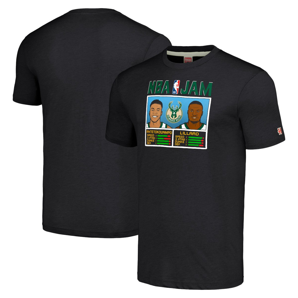 NBA - Damian Lillard & Giannis Antetokounmpo Milwaukee Bucks Homage NBA Jam Tri-Blend T-Shirt - Charcoal