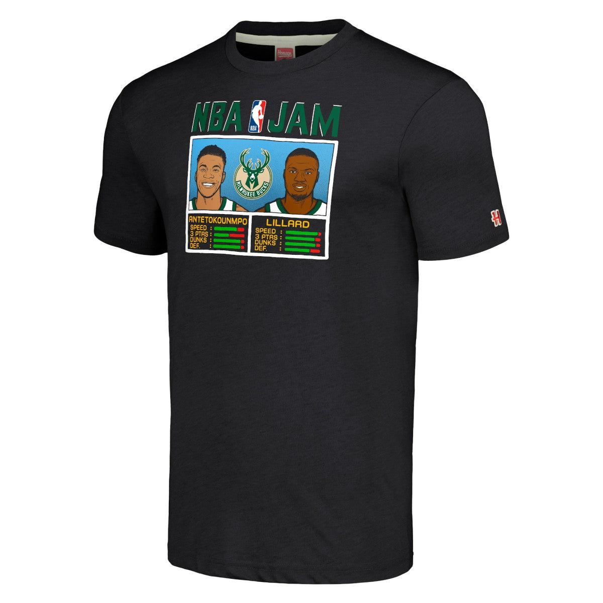 NBA - Damian Lillard & Giannis Antetokounmpo Milwaukee Bucks Homage NBA Jam Tri-Blend T-Shirt - Charcoal