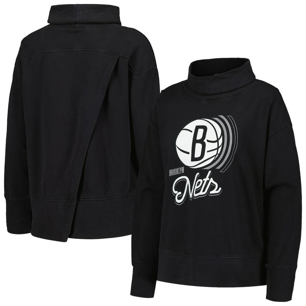 NBA - Brooklyn Nets Levelwear Women's Sunset Pullover Sweatshirt - Black