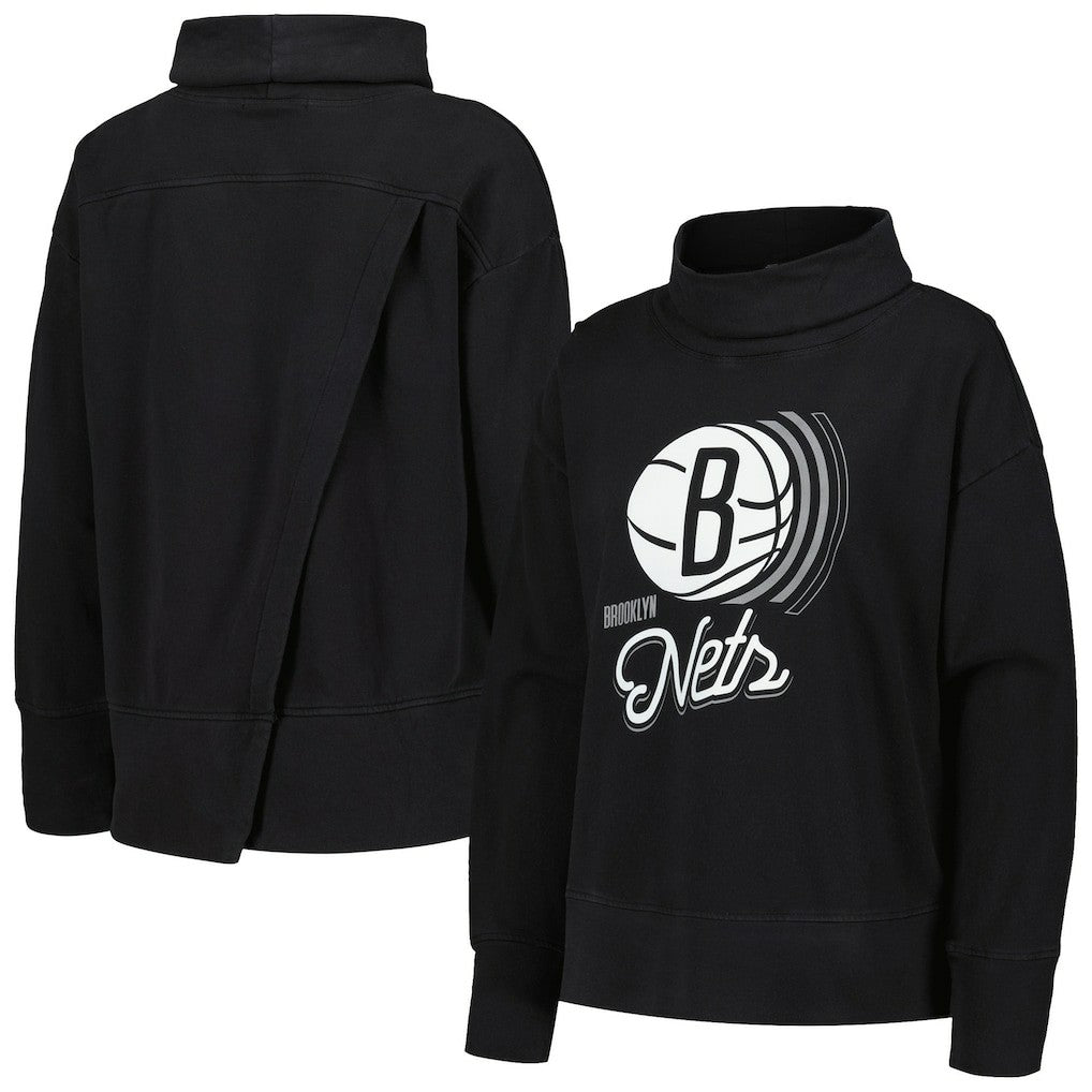 NBA - Brooklyn Nets Levelwear Women's Sunset Pullover Sweatshirt - Black