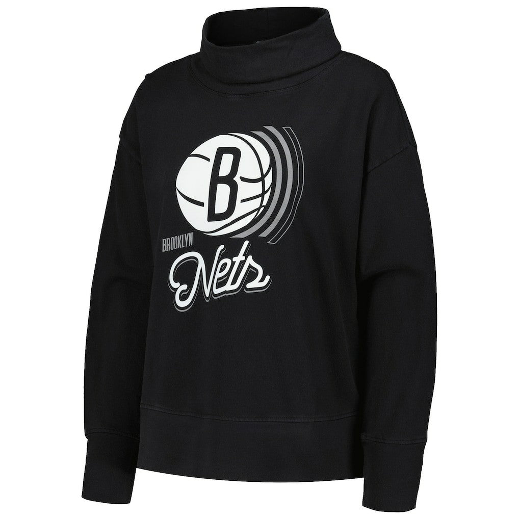 NBA - Brooklyn Nets Levelwear Women's Sunset Pullover Sweatshirt - Black