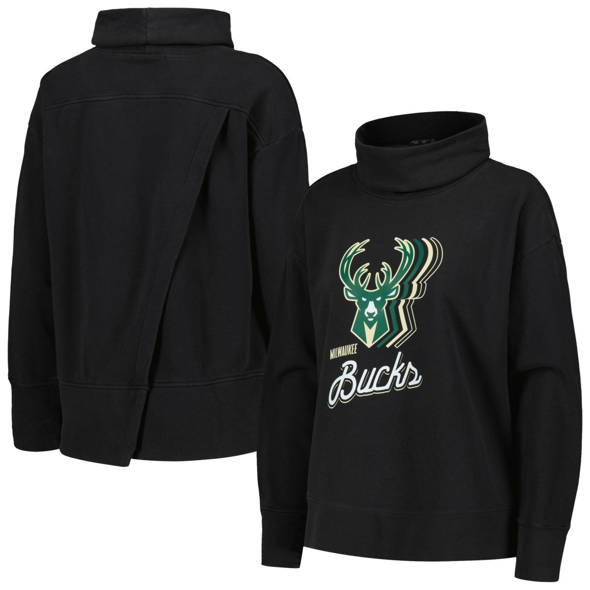 NBA - Milwaukee Bucks Levelwear Women's Sunset Pullover Sweatshirt - Black