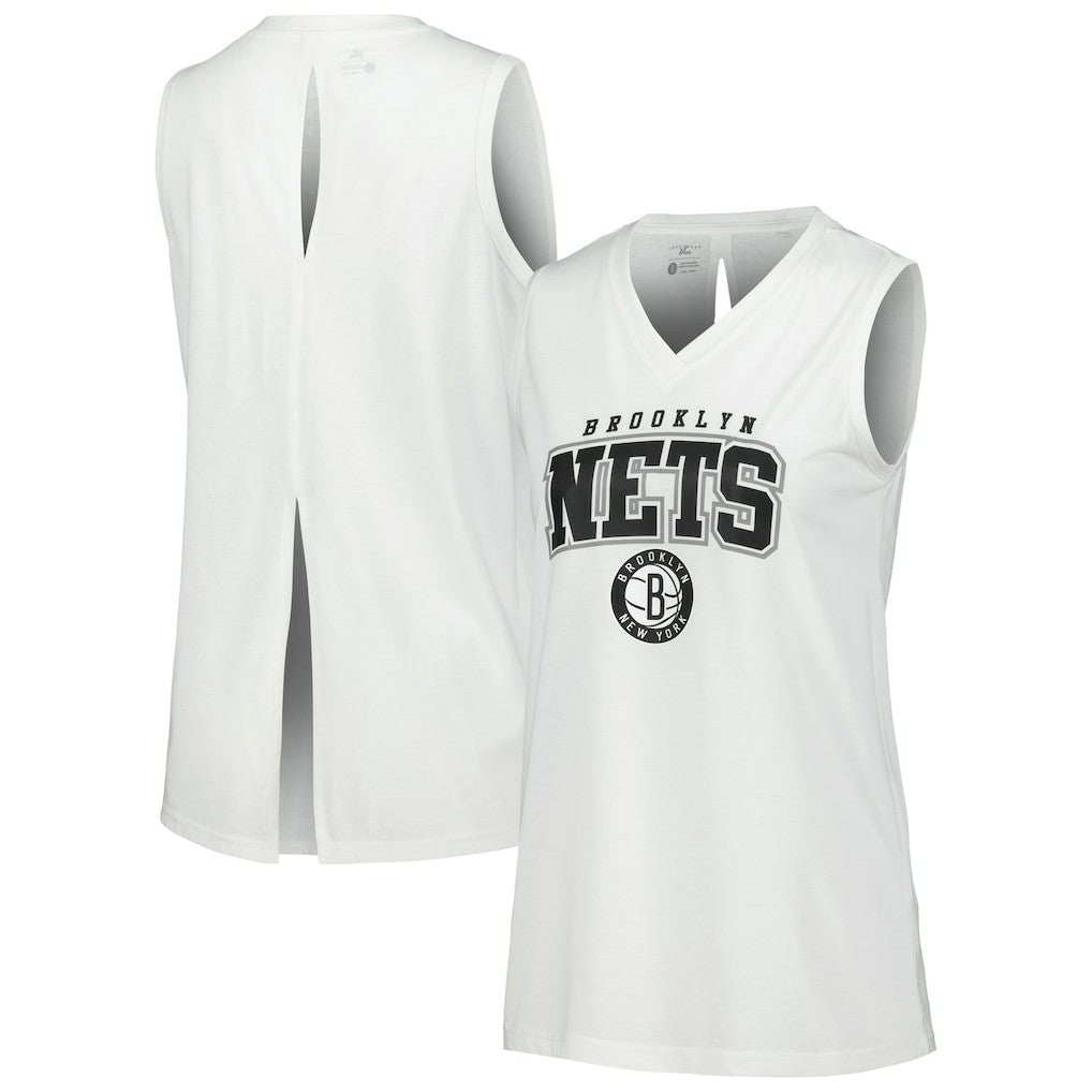NBA - Brooklyn Nets Levelwear Women's Paisley Peekaboo Tank Top - White