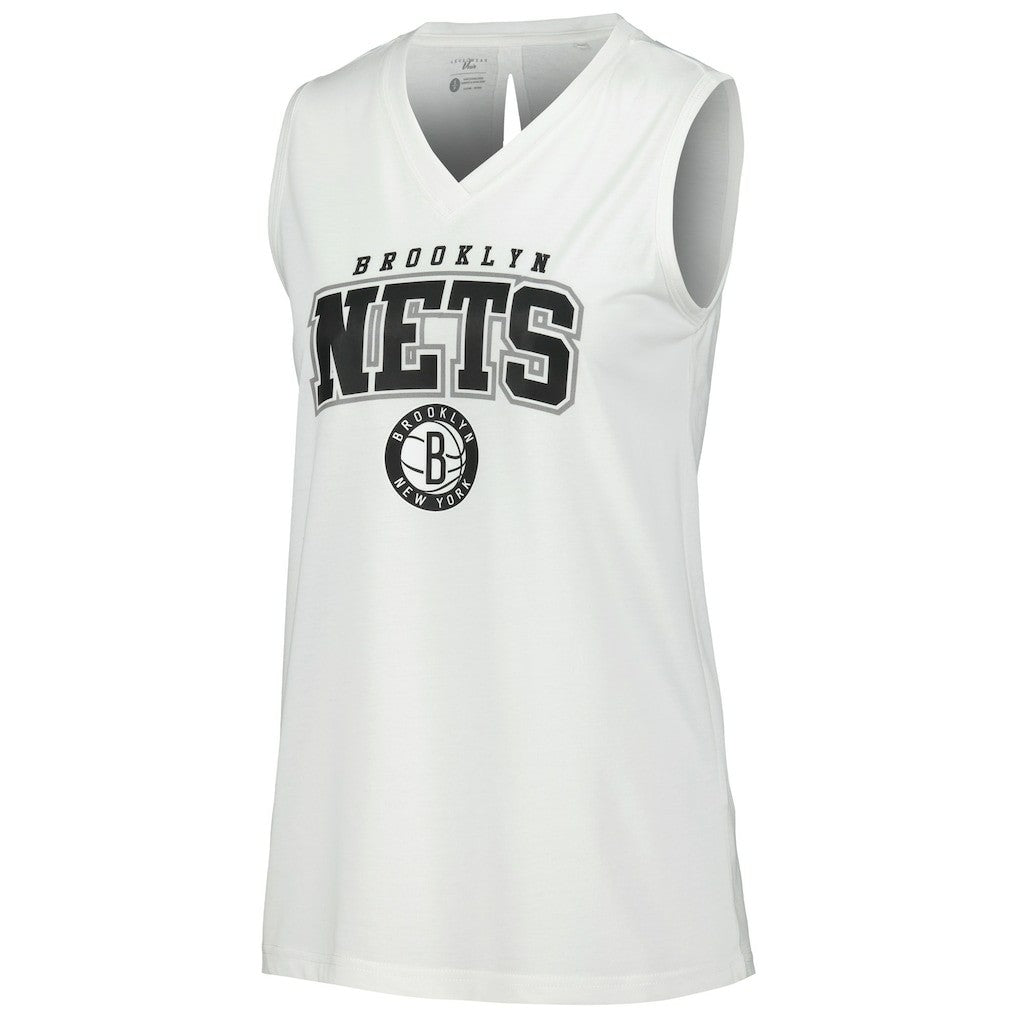 NBA - Brooklyn Nets Levelwear Women's Paisley Peekaboo Tank Top - White