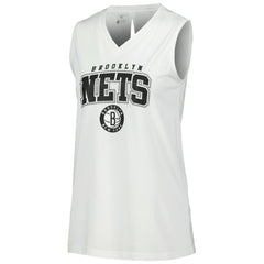 NBA - Brooklyn Nets Levelwear Women's Paisley Peekaboo Tank Top - White