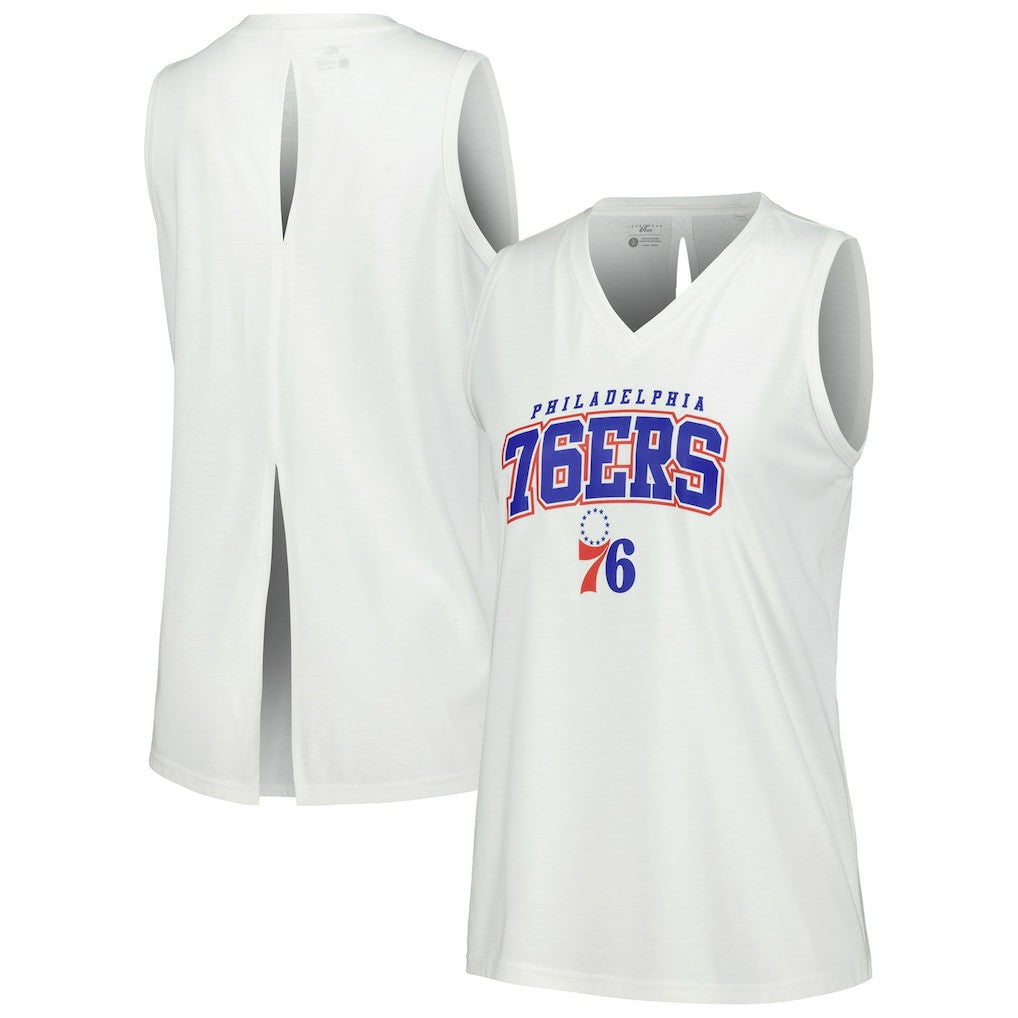 NBA - Philadelphia 76ers Levelwear Women's Paisley Peekaboo Tank Top - White