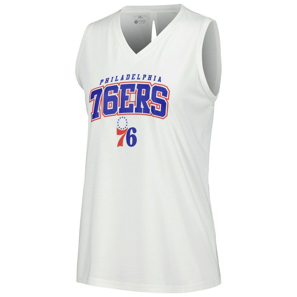 NBA - Philadelphia 76ers Levelwear Women's Paisley Peekaboo Tank Top - White