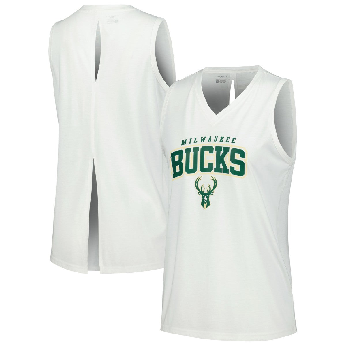 NBA - Milwaukee Bucks Levelwear Women's Paisley Peekaboo Tank Top - White