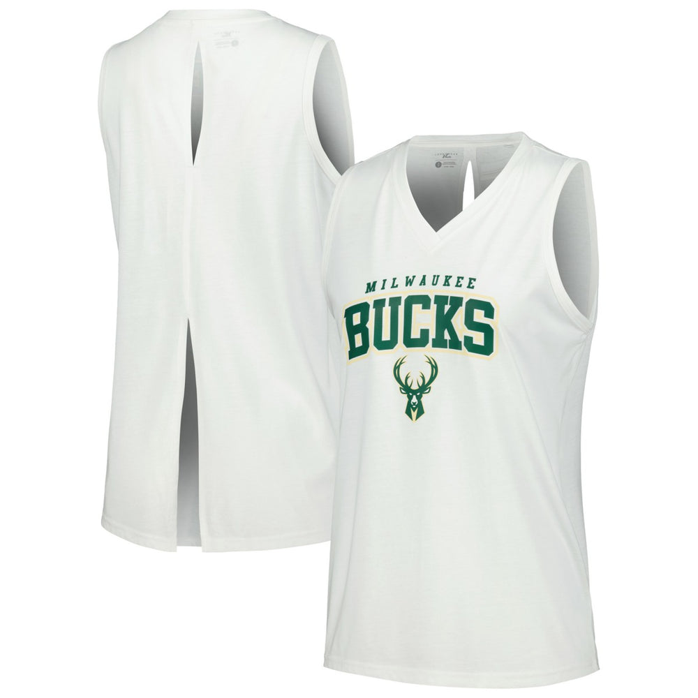 NBA - Milwaukee Bucks Levelwear Women's Paisley Peekaboo Tank Top - White