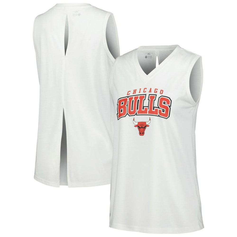 NBA - Chicago Bulls Levelwear Women's Paisley Peekaboo Tank Top - White
