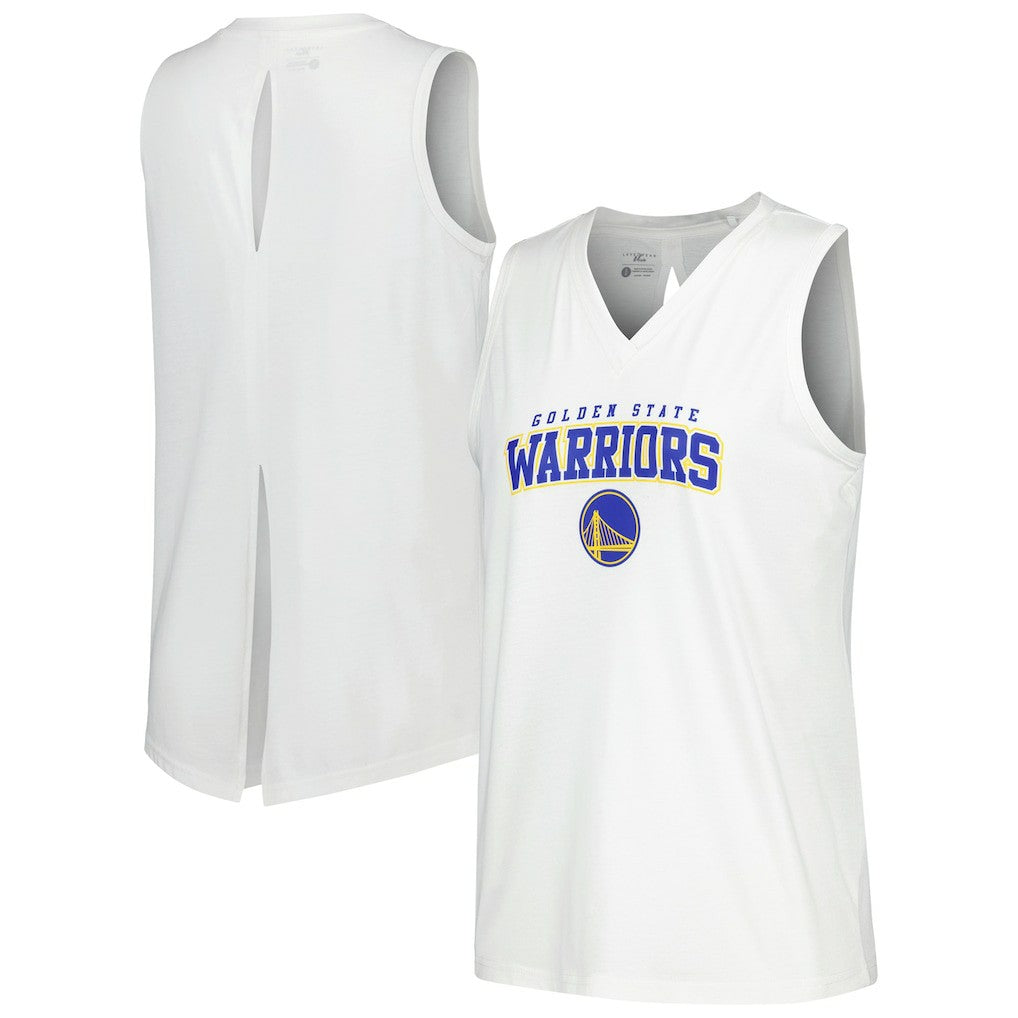 NBA - Golden State Warriors Levelwear Women's Paisley Peekaboo Tank Top - White