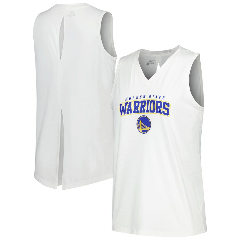 NBA - Golden State Warriors Levelwear Women's Paisley Peekaboo Tank Top - White