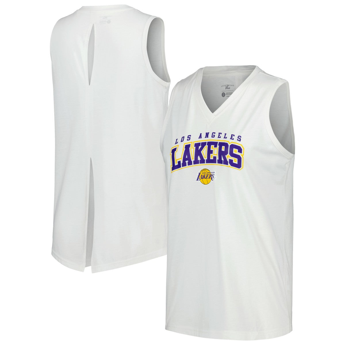 NBA - Los Angeles Lakers Levelwear Women's Paisley Peekaboo Tank Top - White