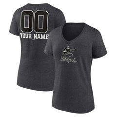 Miami Marlins Women's Personalized Monochrome Name & Number V-Neck T-Shirt for sale