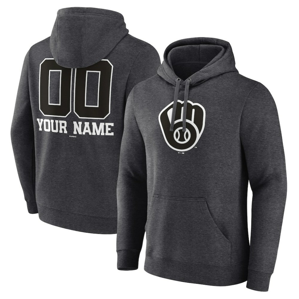 Milwaukee Brewers Personalized Monochrome Name & Number Pullover Hoodie Clearance