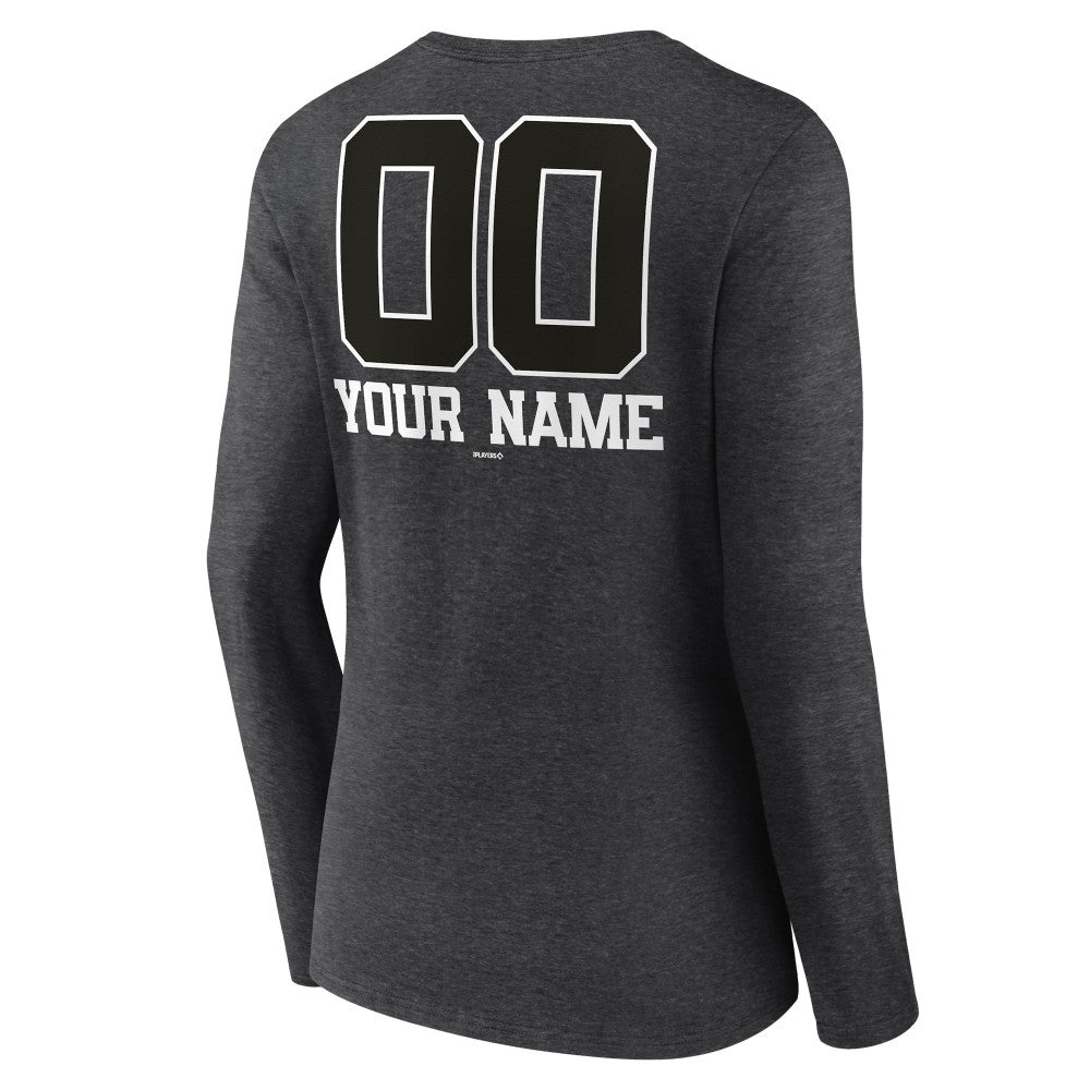 Milwaukee Brewers Women's Personalized Monochrome Name & Number Long Sleeve V-Neck T-Shirt Lifestyle