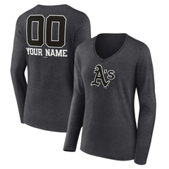 Athletics Women's Personalized Monochrome Name & Number Long Sleeve V-Neck T-Shirt Lifestyle