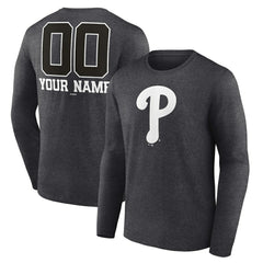 Philadelphia Phillies Personalized Monochrome Name & Number Long Sleeve T-Shirt On Sale