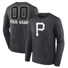 Pittsburgh Pirates Personalized Monochrome Name & Number Long Sleeve T-Shirt Lifestyle
