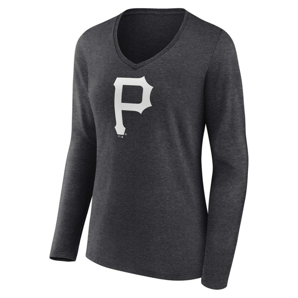 Pittsburgh Pirates Women's Personalized Monochrome Name & Number Long Sleeve V-Neck T-Shirt Lifestyle