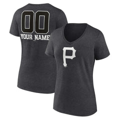 Pittsburgh Pirates Women's Personalized Monochrome Name & Number V-Neck T-Shirt Clearance