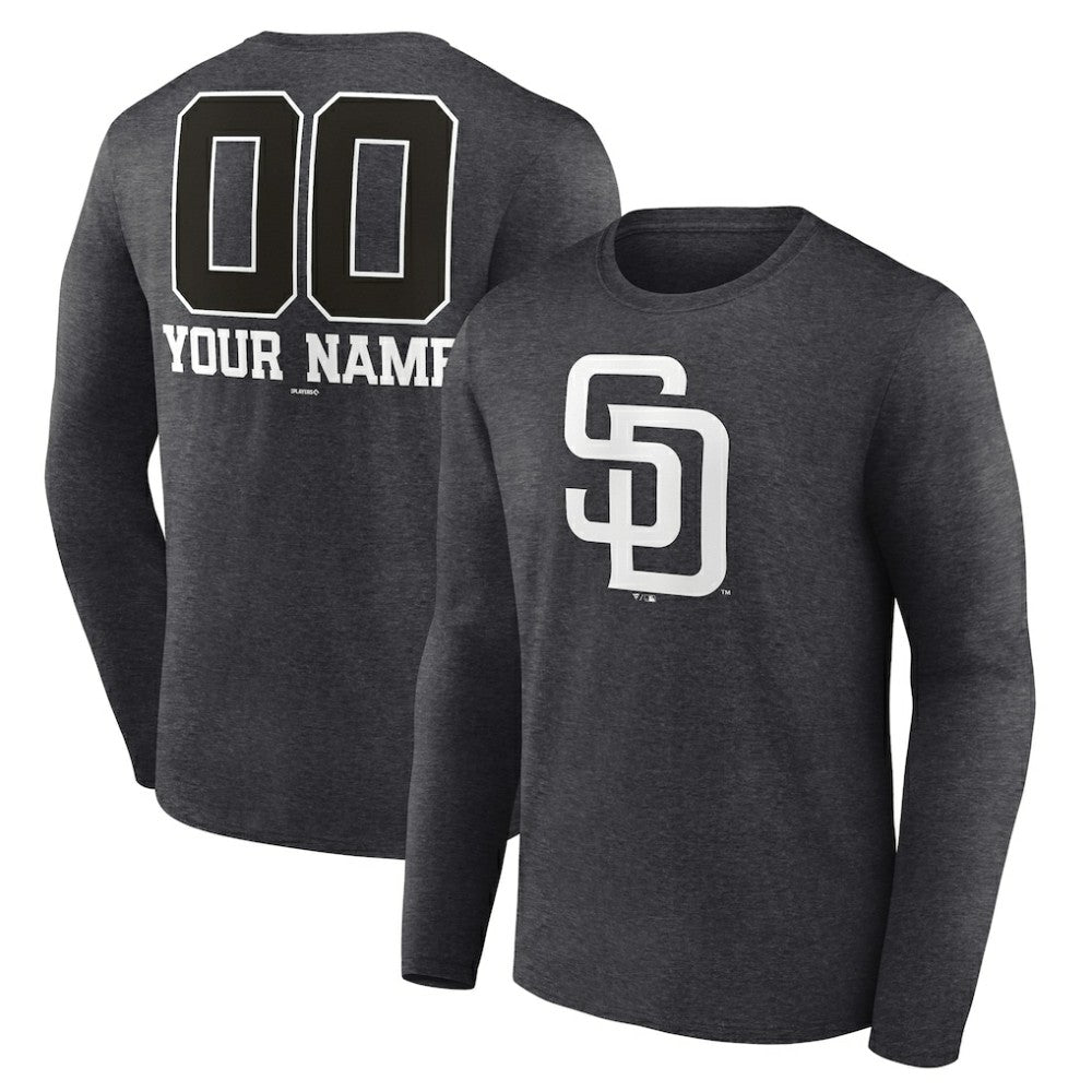 San Diego Padres Personalized Monochrome Name & Number Long Sleeve T-Shirt Clearance