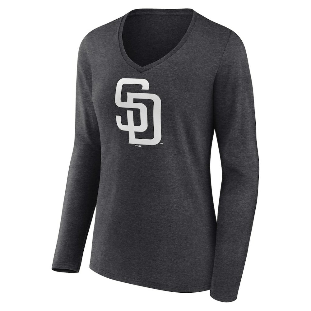 San Diego Padres Women's Personalized Monochrome Name & Number Long Sleeve V-Neck T-Shirt Lifestyle