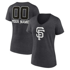 San Francisco Giants Women's Personalized Monochrome Name & Number V-Neck T-Shirt On Sale