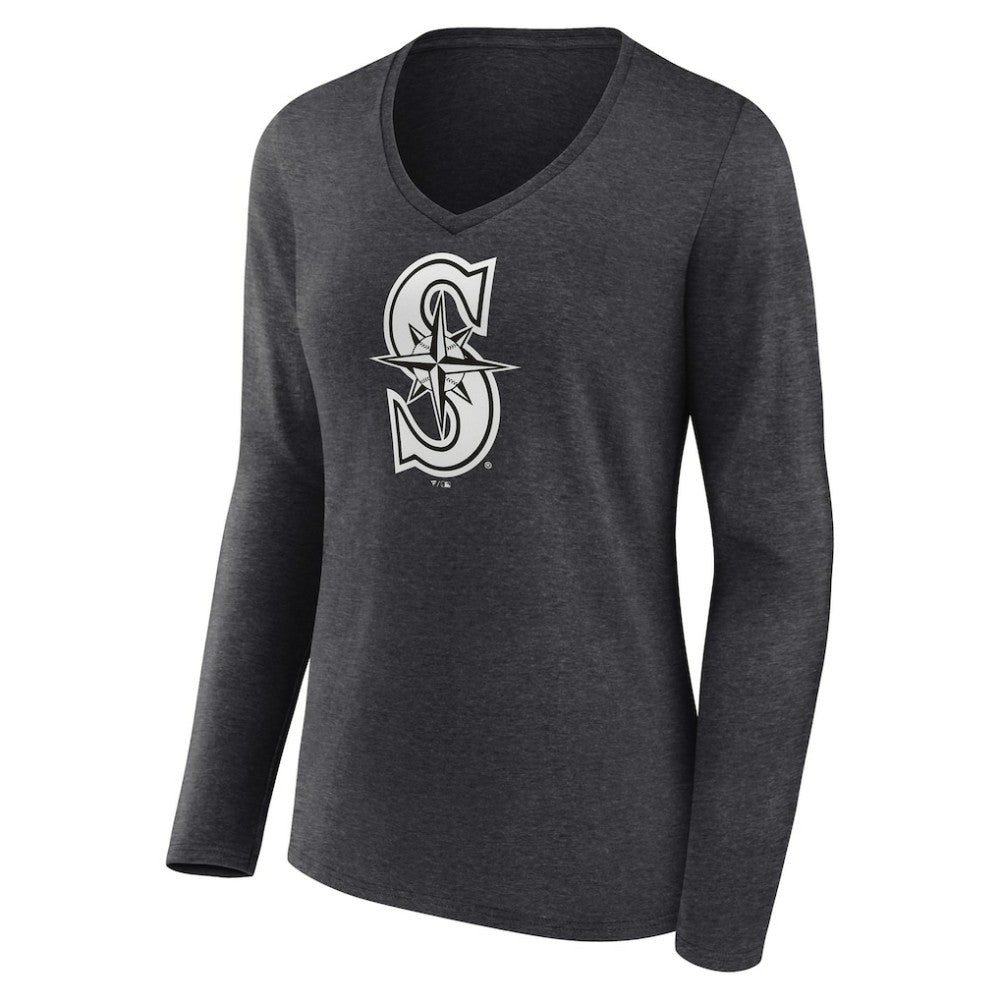 Seattle Mariners Women's Personalized Monochrome Name & Number Long Sleeve V-Neck T-Shirt for sale