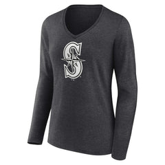 Seattle Mariners Women's Personalized Monochrome Name & Number Long Sleeve V-Neck T-Shirt for sale