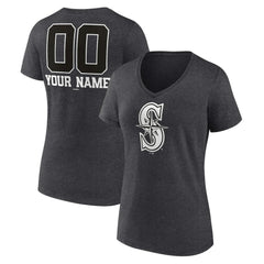 Seattle Mariners Women's Personalized Monochrome Name & Number V-Neck T-Shirt for sale